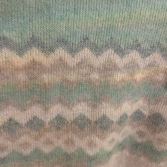 525 Women's Super Soft Crewneck Pullover Lurex Fairisle Sweater - Aqua Combo XL - Picture 7 of 11